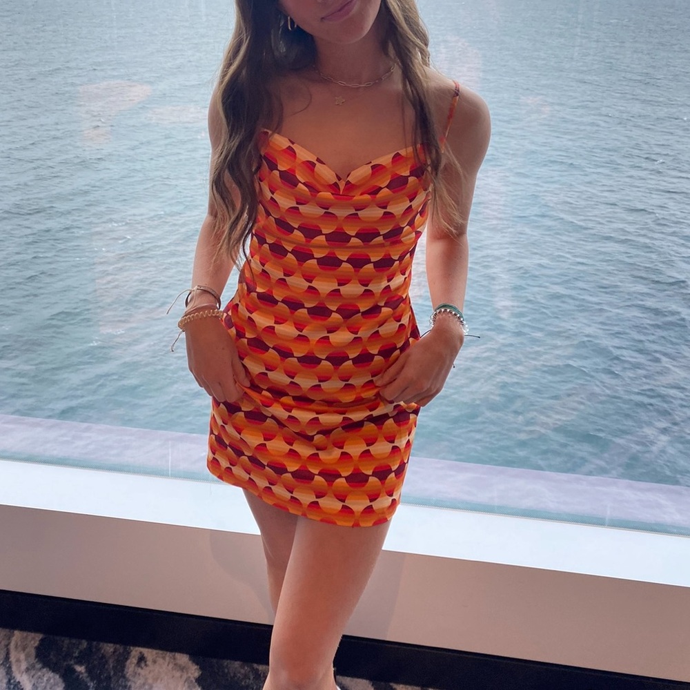 Urban Outfitters Orange Pattern Mini Dress